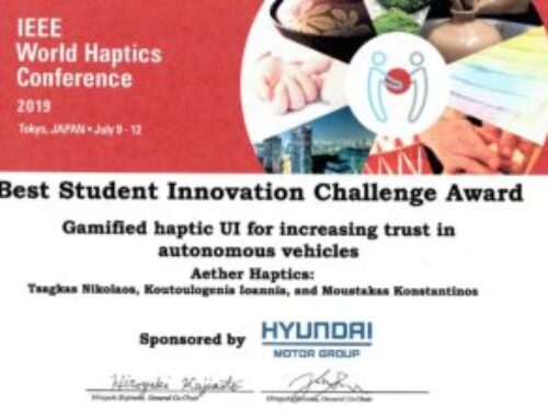 IEEE Worldhaptics 2019, Tokyo : Best Student Innovation Challenge Award